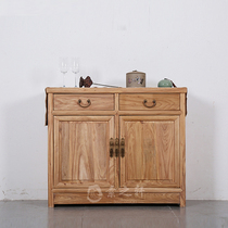Old Elm sideboard modern simple solid wood restaurant furniture tea cabinet New Chinese paint-free furniture locker