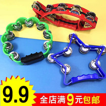  Orff musical instrument KTV musical instrument hand rattle double row bell handbell ring Flower bell ring KTV rattle plastic tambourine ring