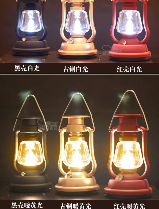 Đèn LED năng lượng mặt trời retro đèn lồng khẩn cấp cầm tay sạc đèn ngoài trời cắm trại lều đèn cắm trại