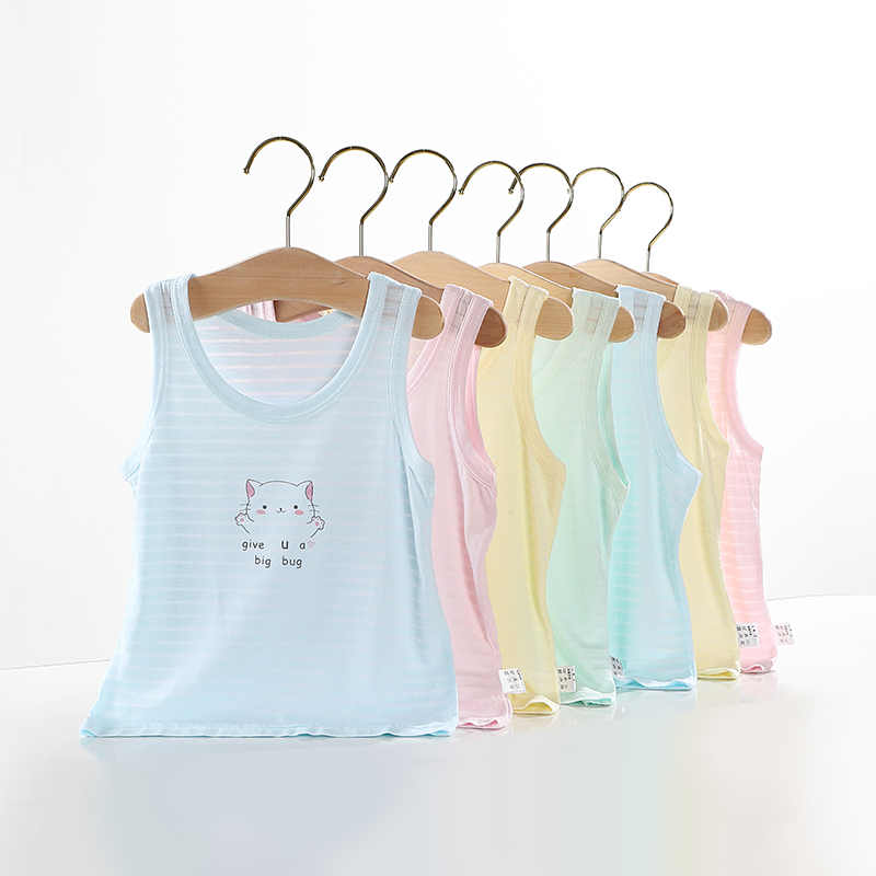 bông trẻ em sling mỏng vest nam cotton baby tre vừa và nhỏ bé bụng bảo vệ áo khoác không tay T-shirt mùa hè.