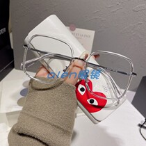 Alen transparent silver large frame slimming anti-blue retro fashion trend female plain face can do myopia glasses