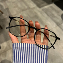 Small round glasses frame of literary and artistic glasses are fashionable transparent TR90 flat glasses frame with myopia 7209