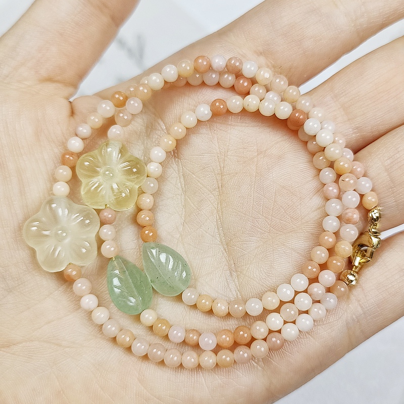 Original Handmade Natural Aventurine Leaf Citrine Flower Multi-Circle New Chinese Style Sweet Bracelet for Women