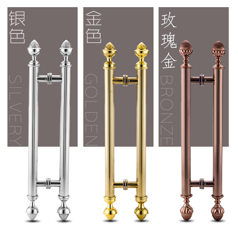 Good Inscription Glass Door Handle Hotel KTV Wooden Door Handle Titanium Alloy Rose Gold Stainless Steel Gate Big Handle