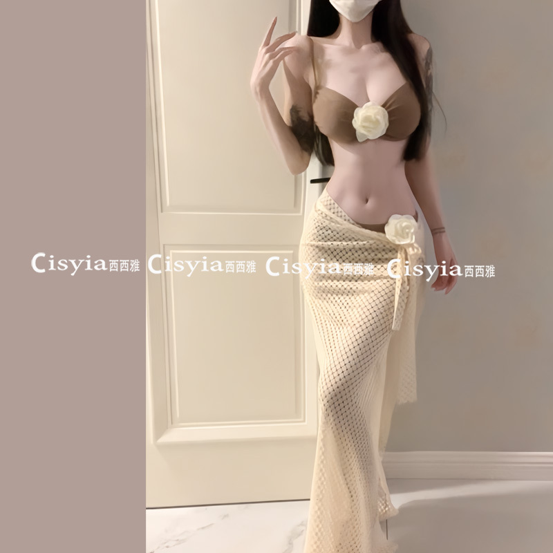 2025 Bikini Long Skirt Three-Piece Set Sexy Pure Desire Style Split Swimsuit That Makes You Look Fairer, Suitable for Seaside Vacations and Hot Springs