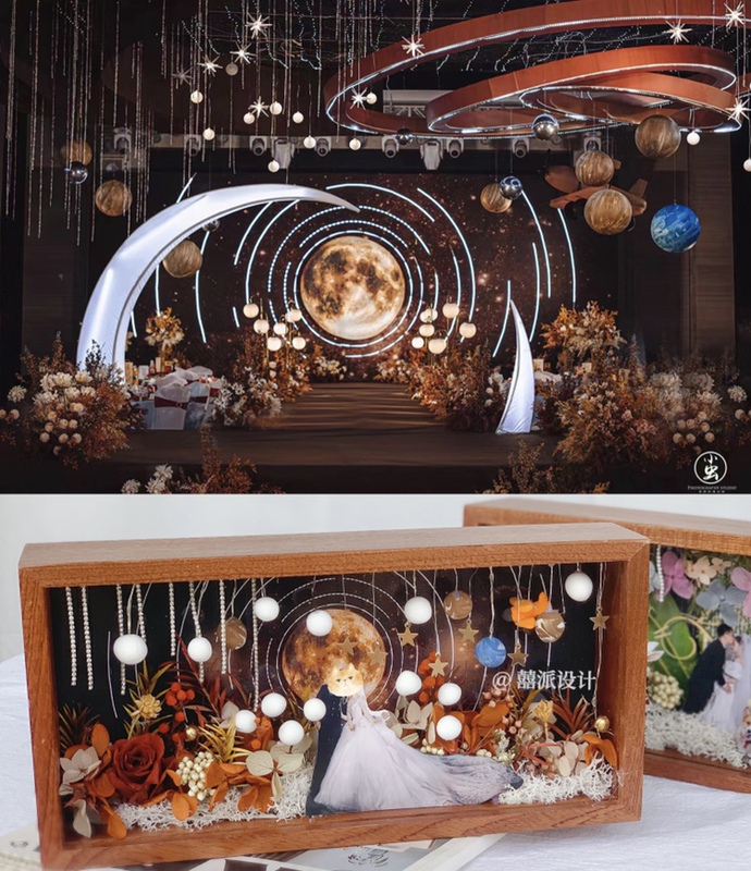 Wedding Anniversary Replica Commemorative Gift Recommended to Recreate Miniature Wedding Scene with Preserved Flowers and Dried Flowers in a Photo Frame