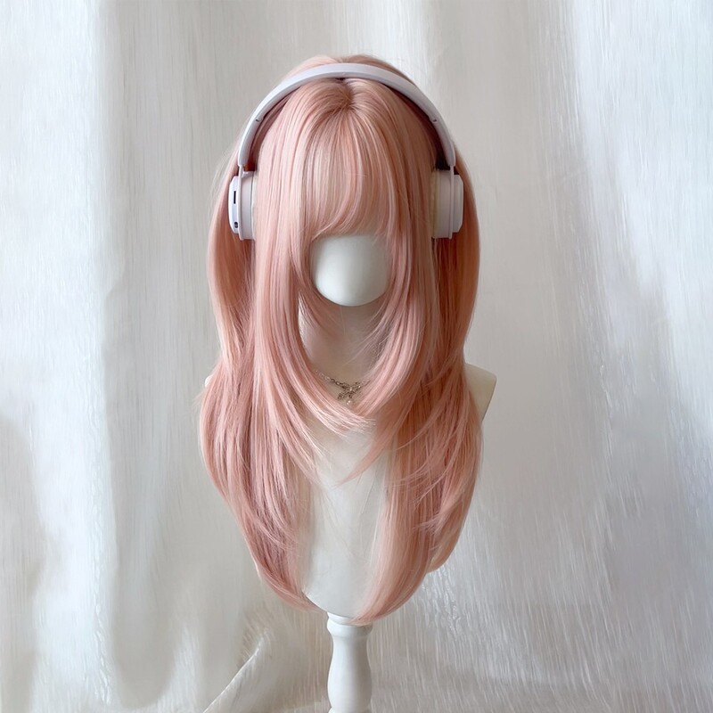 【Sakura Bell】Pink Wig for Women, Long Layered Straight Hair, Jk Style, Influencer Style, Universal Full Wig 【Sakura Bell】Pink Wig for Women, Long Layered Straight Hair, Jk Style, Influencer Style, Universal Full Wig