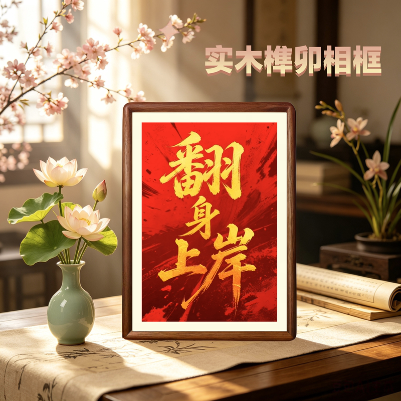 Inspirational Calligraphy and Painting for Getting Back on Track, Decorative Items for Living Room and Study, Perseverance and Hard Work, Entryway Tabletop Decoration