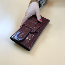 Wallet Womens Long Genuine Leather 2023 New Fashion Crocodile Pattern Large Capacity Folding Multi-Function Card Holder Clutch