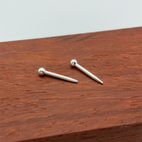 999 sterling silver earrings, pointed earrings, simple solid silver beads, ear piercing ear ornaments, ear sticks, thickened ear piercings