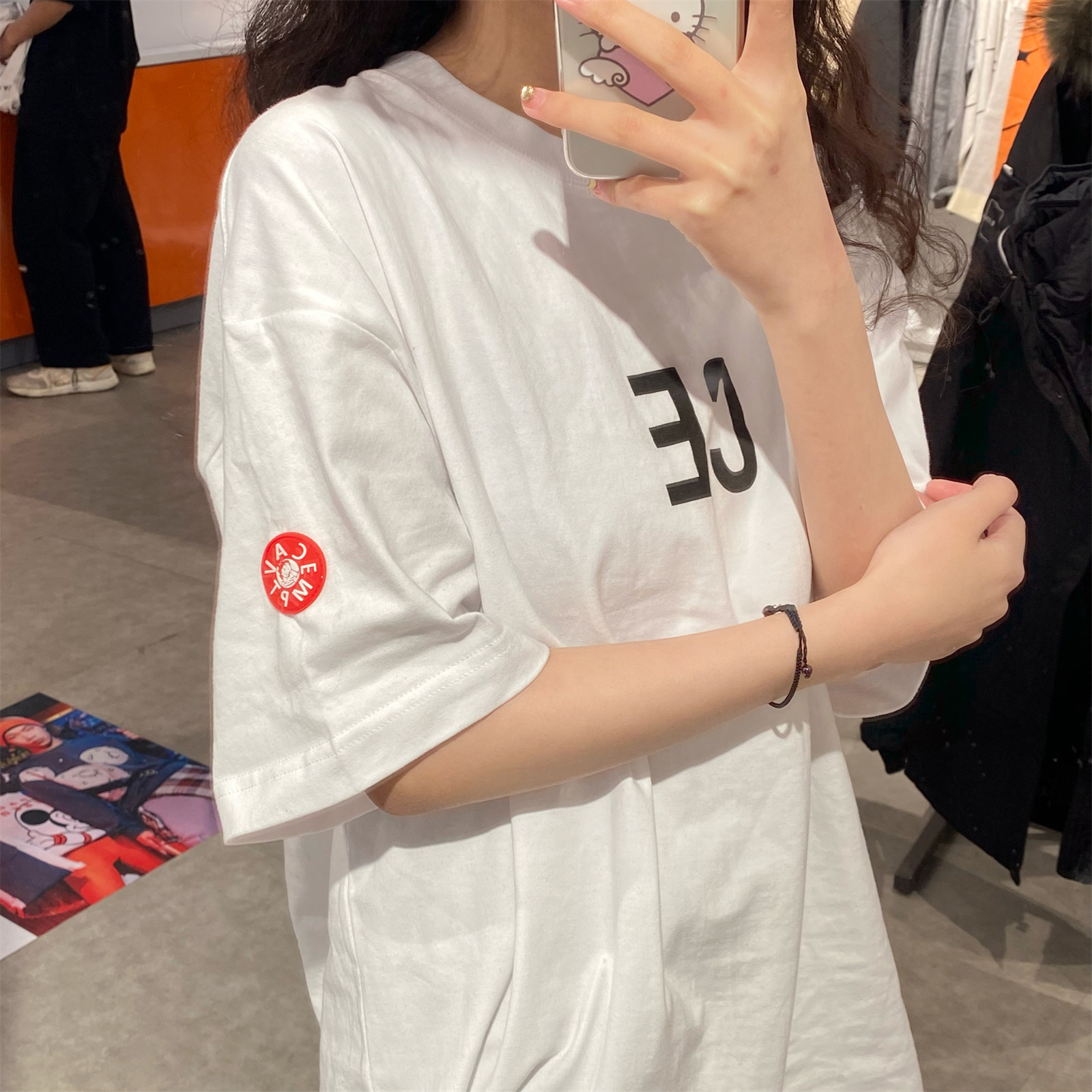 LIFE CAVEMPT C E DAY DEPARTMENT BRIEF CE REFLECTIVE LETTER PRINTED PURE COTTON T-SHIRT LOVERS MEN AND WOMEN SHORT SLEEVE TIDE