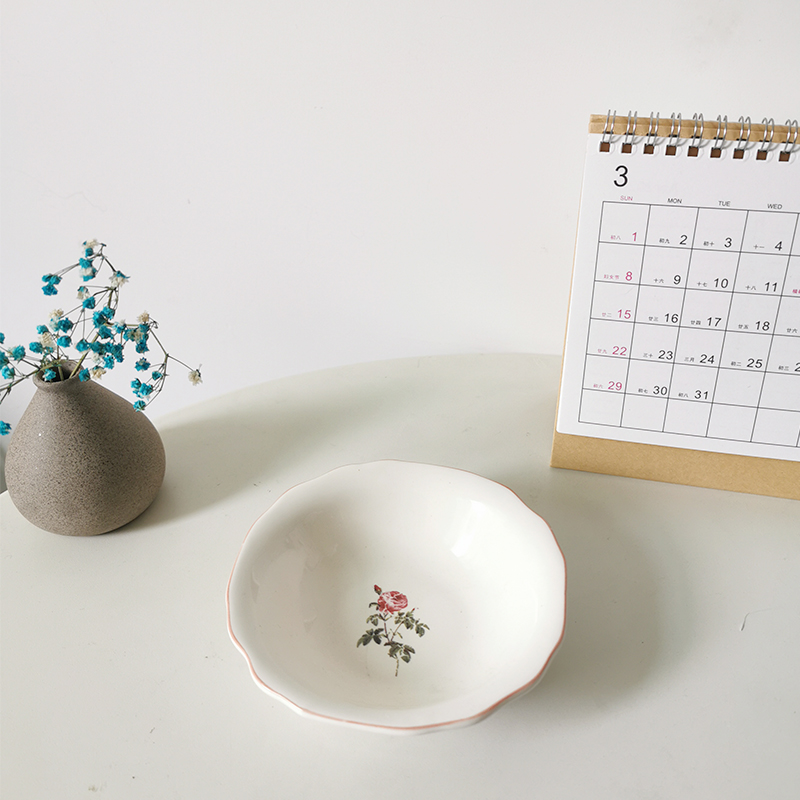 Little Fairy's Cup Shop Outside D American Retro Vintage Flower Pattern Ceramic Bowl Jam Seasoning Yogurt Bowl