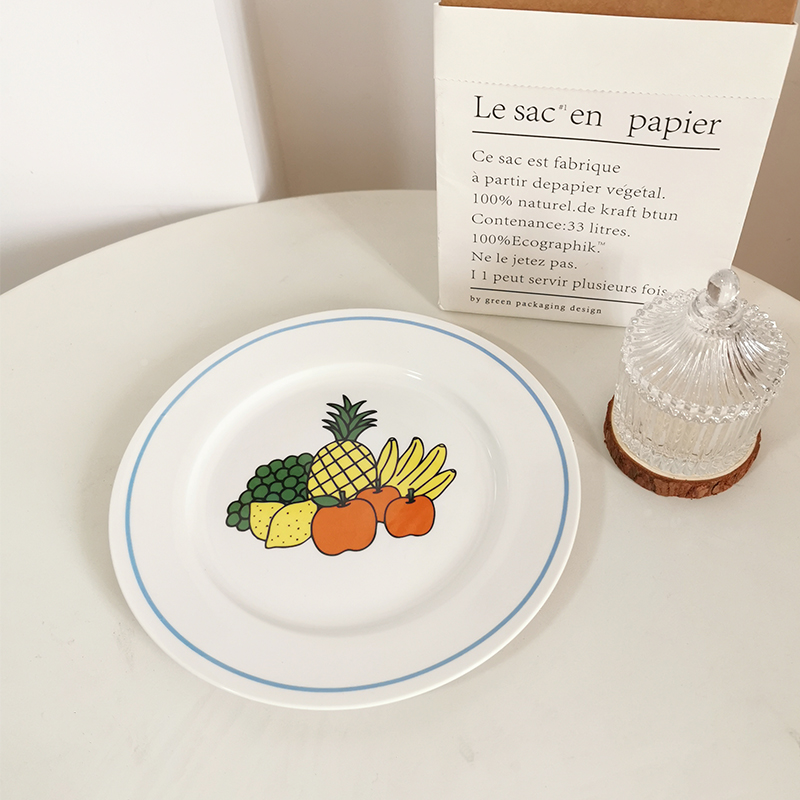 Little Fairy Korea Ins Wind Hand-painted Cherry Ceramic Dishes Cute Teenage Girl Photo Props Sweet cake dishes