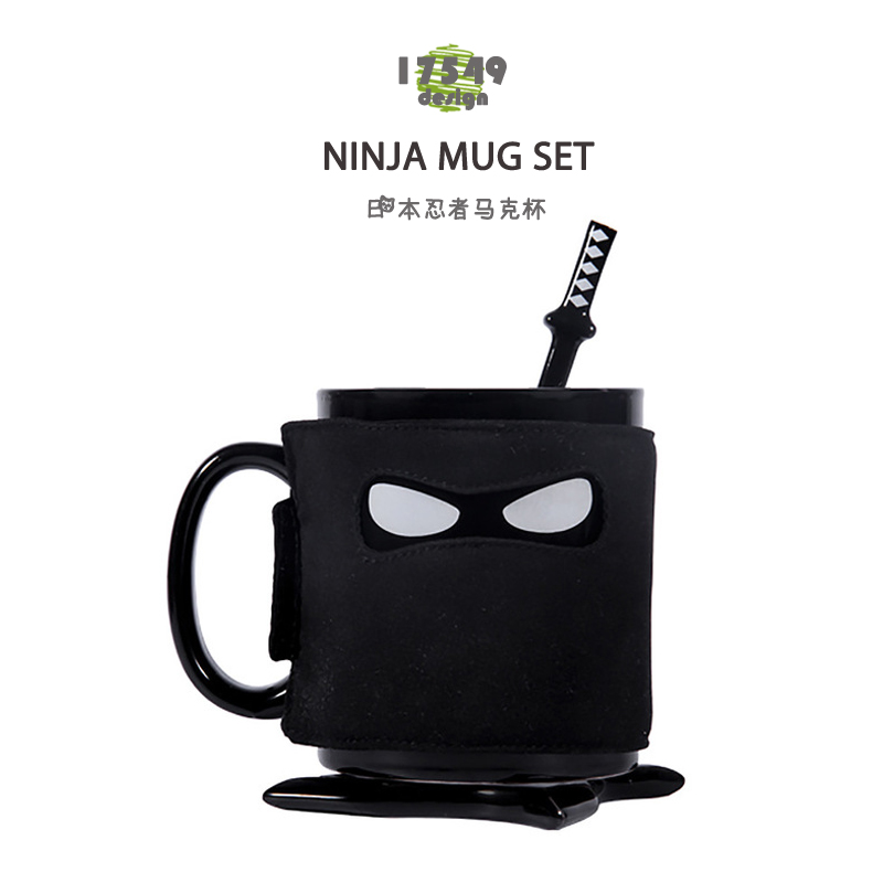 Creative Ninja Mug Personality Weird Ninja Ceramic Coffee Cup Minimalist Trend With Cup Pad Spoon to Send Boyfriend