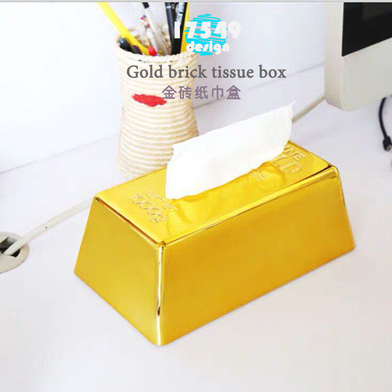 Creative Dress Forced Earth Haute Gold Bars Props Simulation Gold Bars BRICS Extraction Style Paper Towel Lavish Extractable Toilet Paper Containing Paper Towel Box