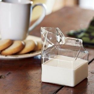 Creative Japanese square milk cup high temperature resistant juice glass milk box fresh milk box home breakfast cup