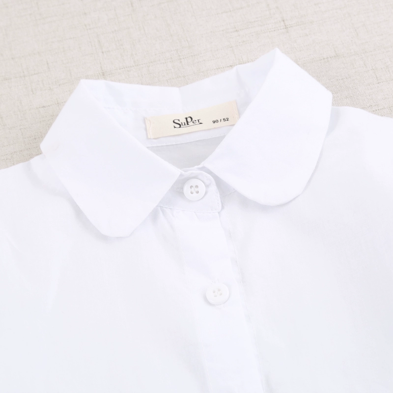 Áo sơ mi nữ đại dương 2018 Thu mới Áo trắng Hàn Quốc Trẻ em Váy dài Áo cotton 1-8 Năm