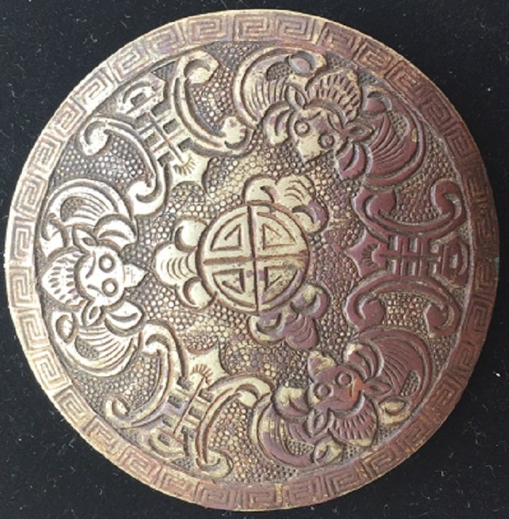 Qing Dynasty Cloak buckle armor buckle diameter 53mm white copper hand carved boutique
