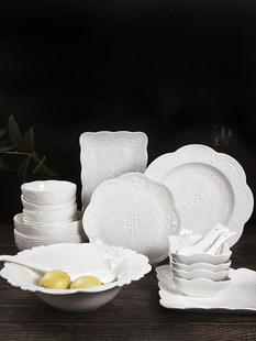 Сервиз европейской кухни для дома, керамическая посуда с тиснением, миска, тарелка, палочки для еды, набор для еды на десять персон, креативный переезд в новый дом на Новый год