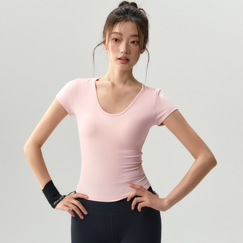 Yoga Wear Short-Sleeved Women's Tight-Fitting Pink Quick-Drying Slim-Fitting Running Sports T-Shirt Pilates Training Wear Fitness Top Yoga Wear Short-Sleeved Women's Tight-Fitting Pink Quick-Drying Slim-Fitting Running Sports T-Shirt Pilates Training Wear Fitness Top