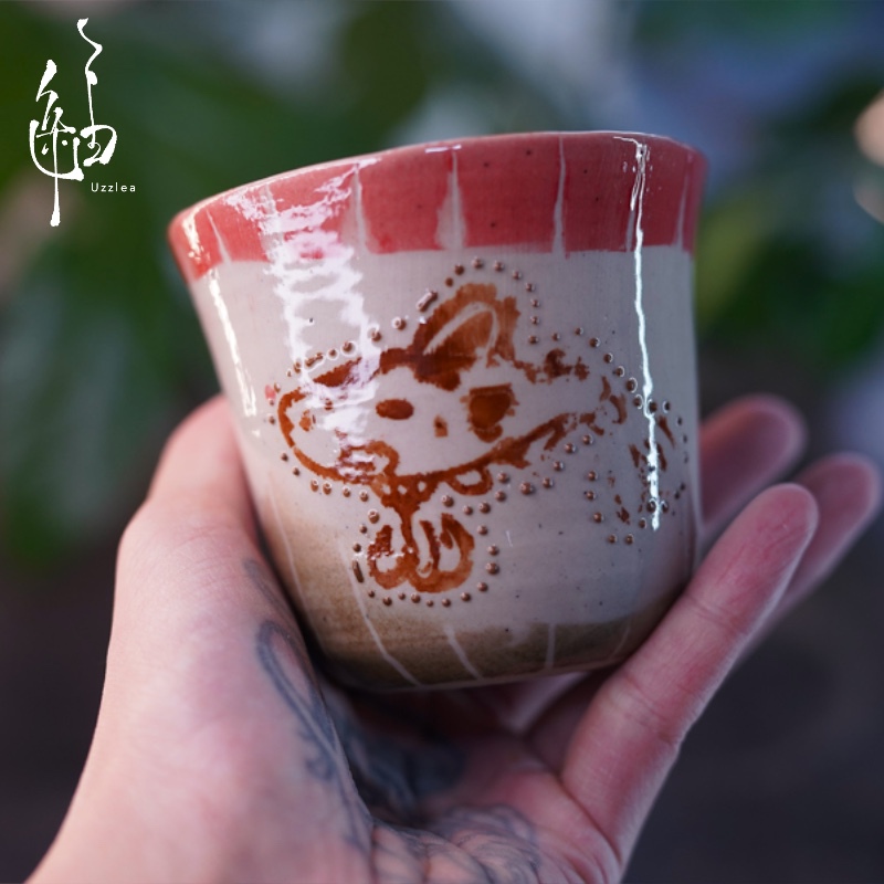 Luya-Themed Handmade Vintage Ceramic Coffee Cup with Handwritten English Letters, Niche Design, Creative Cup Luya-Themed Handmade Vintage Ceramic Coffee Cup with Handwritten English Letters, Niche Design, Creative Cup