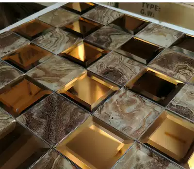 Crystal glass mosaic imitation marble pattern five-sided glass TV background wall cashier counter