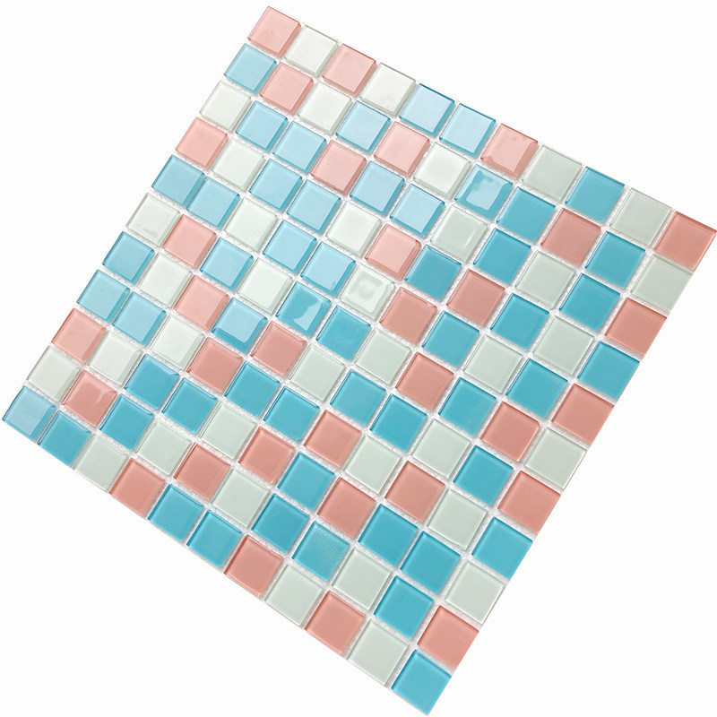 Crystal glass mosaic Porcelain Brick Wall Patch TV Background Wall Lake Blue Pool Mosaic Landscape Pool Flower Beds