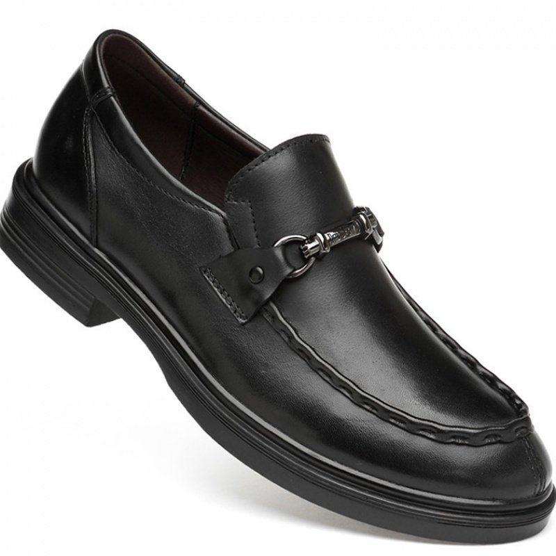 Men Business Leisure leather shoes Inn Wind 100 hitch Lazy Shoes Men's Wedding Shoes Positive Dress Derby Shoes Black Small Yard Shoes