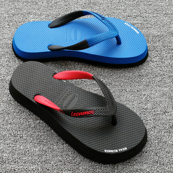 Thailand Imported Leonmoo Natural Rubber Thick Soft-Soled Flip-Flops for Men to Wear Non-Slip Waterproof Beach Paris Style