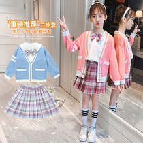 jk uniform skirt Primary School students genuine autumn girls ik group skirt knot dingk dingk skirt Autumn Winter children gk suit