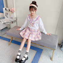 jk uniform Primary School students genuine autumn girl zk group skirt pick Ding k skirt summer children gk sellfish suit 9