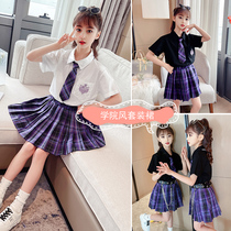 jk uniform girl skirt genuine children gk skirt summer dress 10 full set 11 years old 12 summer student summer suit