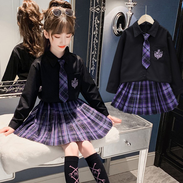 jk uniform girl's dress genuine child gk dress fall autumn full set of 11-year-old elementary school children's kit