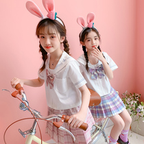jk uniform girl skirt genuine children gk skirt summer dress 10 full set 11 years old 12 summer student summer suit