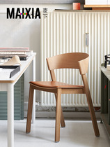 Nordic solid wood dining chair cafe milk tea shop back chair Danish designer chair log simple creative reception chair