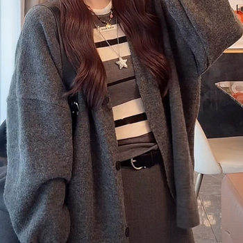 2025 new korean style v-neck knitted cardigan