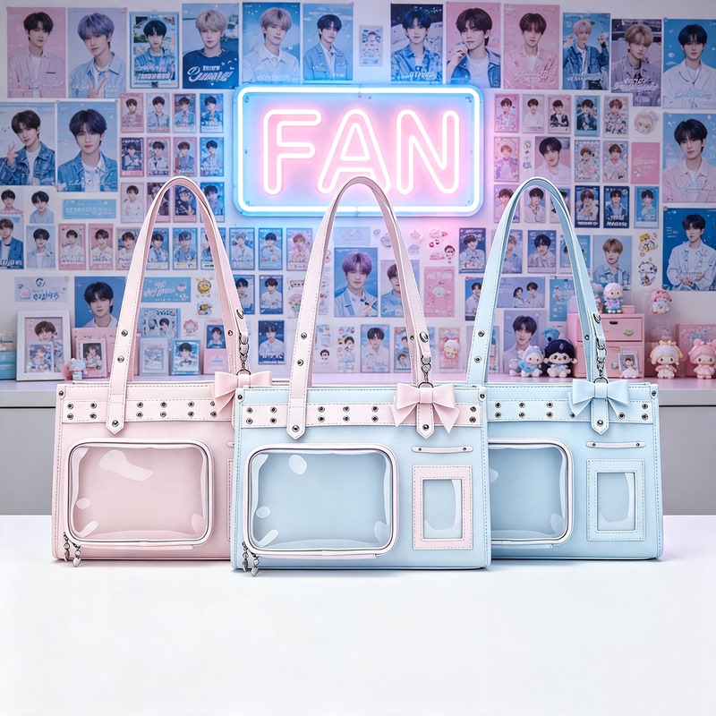 Cute and Quirky Dark-Themed Backpack with Hidden Compartments, Blue and Pink Bag, Zuo Qiheng, Yang Bowen Concert Hidden Compartment Bag