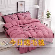 Bông bedspread giường bông váy một gia đình bốn dưới tấm trải giường giường ren hệ đơn giản phong cách váy châu Âu - Váy Petti