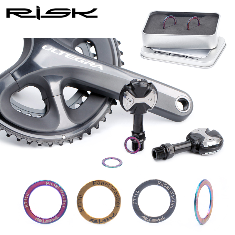 RISK titanium alloy pedal gasket mountain road folding bicycle lock pedal washer tooth plate crank protection ring