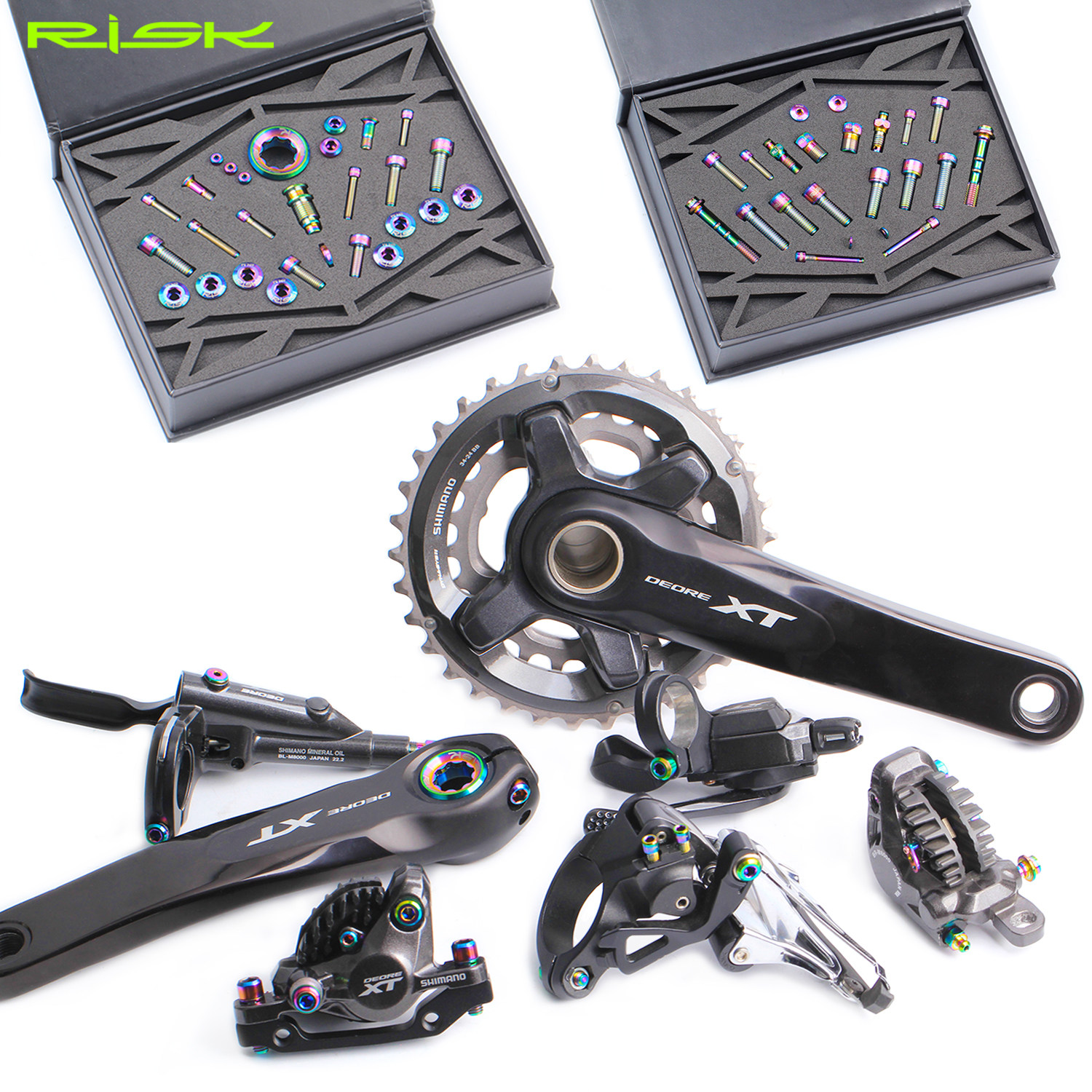 RISK Climbing Bike M7000 Kit XT M8000 Titanium Alloy Screw Suit Variable-speed SLX Oil Disc Brake