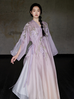 Chinese style improved tube top robe, lilac gradient embroidered wisteria dress, 2024 summer commuter women's dress