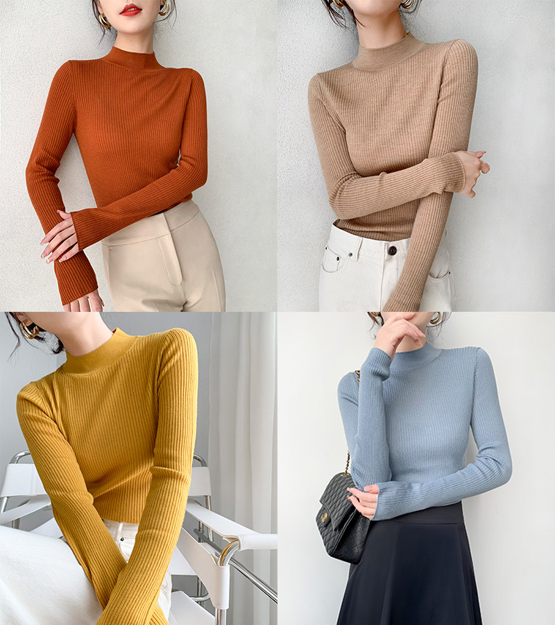 Ma's Jiamin New Pine Recommended manpower 2 pieces close-wearing semi-high collar fine spinning ultra-fine wool jersey undershirt 6 colors