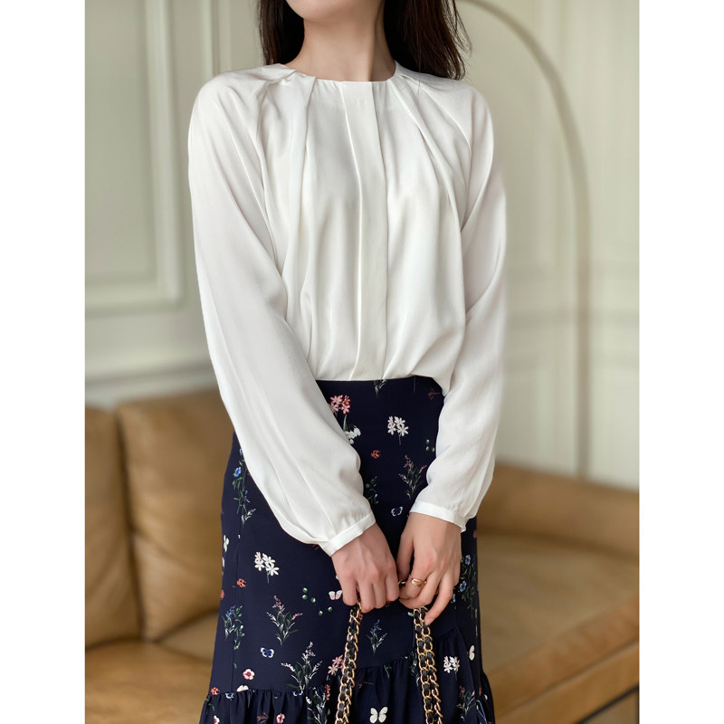 Mars Carmin early autumn new 23mm heavy silk shirt ladies sweet style long-sleeved mulberry silk top - Taobao