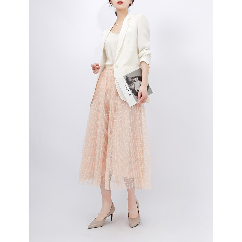 Ma's Carmine Immortals Mortal Qi Full Lace Half Dress Plexey Dress Fluffy Skirt With Genuine Silk Lining