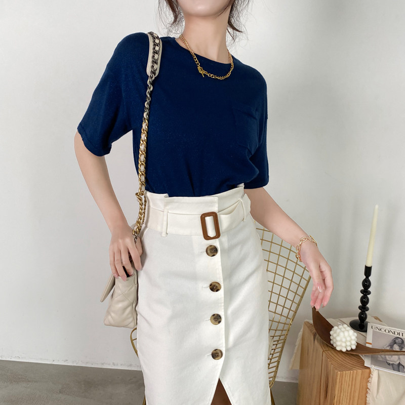 Mars Garmin 20 early autumn new products knitted T-shirts loose and casual gold and silver wool sweaters