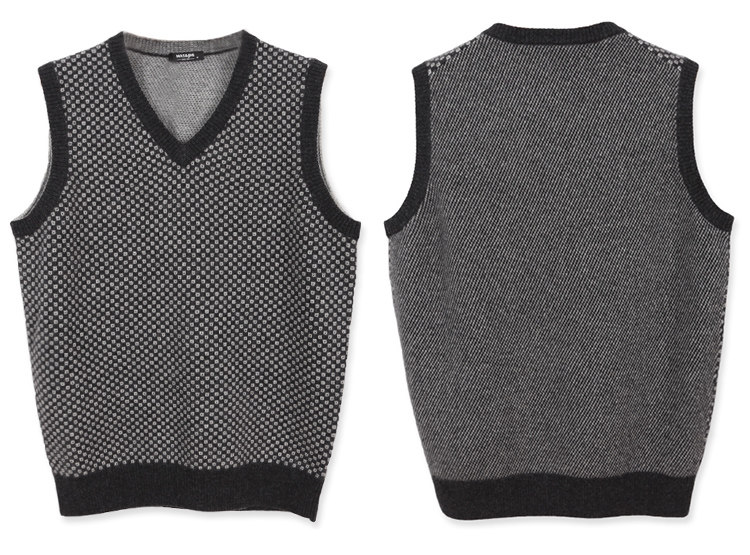 MASJM玛氏服饰 100%山羊绒提花羊绒背心男中老年款 入秋单品