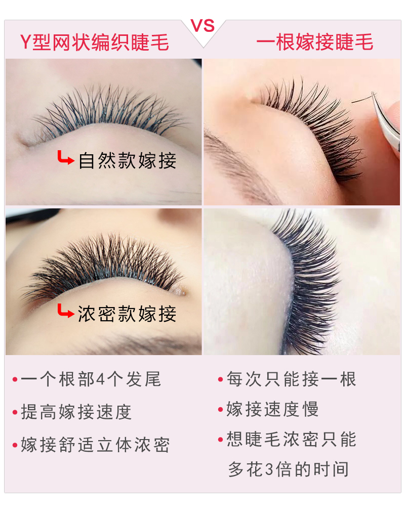 Y-type lông mi lưới dệt tình yêu tự động ra hoa một loại lông mi giả thứ hai y làm đẹp lông mi ghép tự nhiên mi giả đẹp