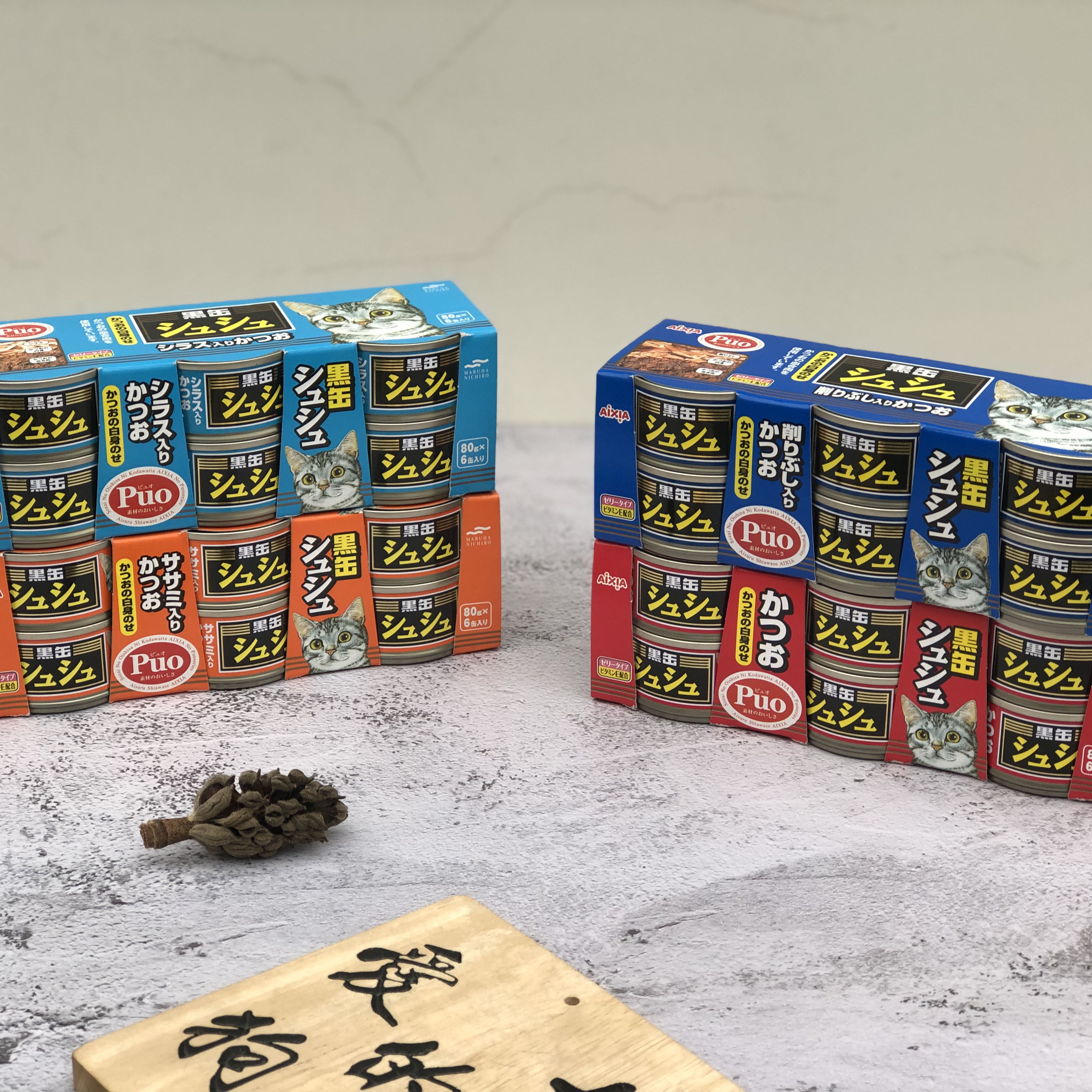 Japan AIXIA black Fou Sho Sho Sho canned cat 80g imported kitten adult wet food snacks 6 cans 24 cans