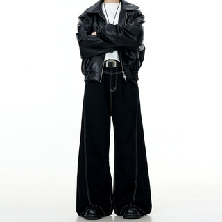 Verborgen American-Style Washed Design Black Jeans Trendy Brand Men's Cleanfit Straight Loose Wide-Leg