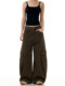 Verborgen American Retro Deconstructed Brown Scimitar Cargo Pants Unisex Trendy Loose Wide-Leg Sickle Pants